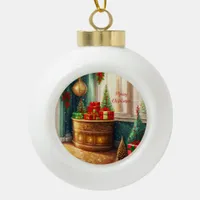 Festively decorated room, traditional Christmas -  Ceramic Ball Christmas Ornament