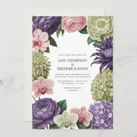 Blush Quartz, Soft Sage & Cloud Mauve Wedding Invitation