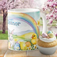 Spring Landscape Eggs Bunny Rainbow Coffee Mug