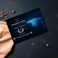 Blue and White Glow Virtual Graduation Party Invitation