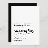 Timeless Black and White Retro Typography Wedding Invitation