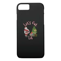 Let's Get Lit Santa Christmas Tree Design iPhone 8/7 Case