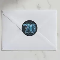 Glamorous Elegant Teal Blue Diamonds 70th Birthday Classic Round Sticker