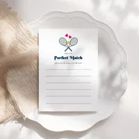 Perfect Match Preppy Tennis Bridal Shower Advice Card