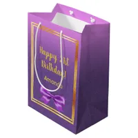 21st birthday purple pink glitter name medium gift bag