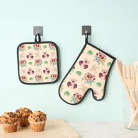 Adorable Dog Pattern  Oven Mitt & Pot Holder Set