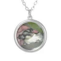 Sugar Glider Sleeping in Blanket Silver Plated Necklace