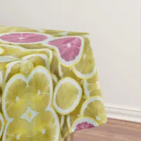 Elegant Gorgeous Pink and Yellow Lemon Pattern Tablecloth