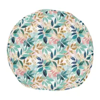 Elegant Botanical Leaves Leaf Pattern Round Pouf