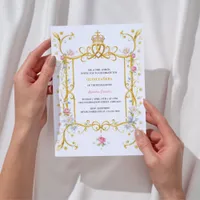 Elegant Gold Quinceañera Royal Birthday Party Invitation