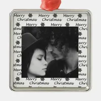 Merry Christmas  Black Photo   Metal Ornament