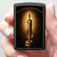 Peaceful Golden Buddha statue, AI art Zippo Lighter