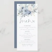 Modern Florals Dusty Blue Text Wedding Menu