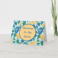 Blue Floral Welcome to the Team New Employee Card