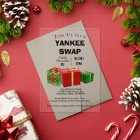 Yankee Swap Gift Exchange Wrapped Presents Acrylic Invitations
