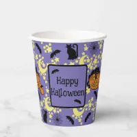 Cute Halloween Cats, Bats and Stars Paper Cups