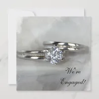 Wedding Rings on Gray Engagement Party Invitation