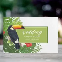 Watercolor Tropical w/Toucan Wedding Green ID577 Guest Book