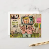Make Algae Green Again Mixed Media Funny Collage Postcard