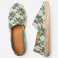 Stylish Chic Green Gold Leaves Foliage Pattern Espadrilles