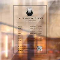 Simple Professional Tooth Icon Dentist Open Hours Window Cling