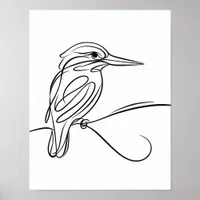 Kingfisher Line Art Irish River Wildlife Poster