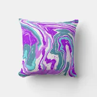 Purple, Teal, Turquoise Marble Fluid Art    Throw Pillow