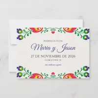 Fiesta Colorful Floral Botanical Spanish Wedding Save The Date