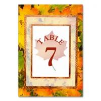 Fall Leaves Autumn Wedding Table Number Card