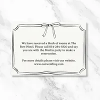 Elegant Coquette Hand-Drawn Bow Wedding Details Enclosure Card