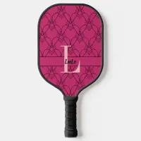 Pink Hearts Pattern Monogram and Name Custom Pickleball Paddle