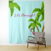 Tropical Flamingo and Flowers Tapestry