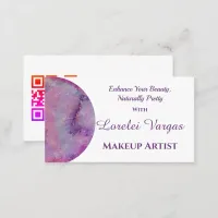 Elegant Pink Purple Watercolor Makeup Artist Business Card