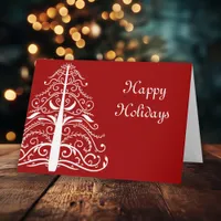 White Tree on Red Business Christmas Card