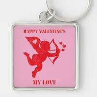 Minimalist Happy Valentine's My Love on pink | Keychain