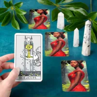 Safari Queen: Majestic African Woman Red Feathers Tarot Cards