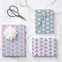 Teal, Pink and White  Wrapping Paper Sheets