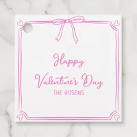 Custom Valentine's Day Party Cute Pink Bow Hearts Favor Tags