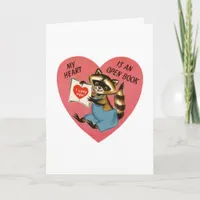 Vintage Raccoon Valentine Holiday Card