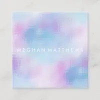 Blue and Pink Abstract Beauty Stylist   Square Business Card