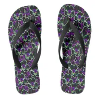 Columbine in Neon Pattern Flowers Flip Flops
