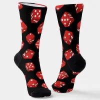 Casino Craps Red Dice on Black Pattern Socks