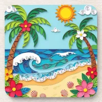 Palm Trees on the Beach  Beverage Coaster