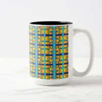 Minimalism Abstract Aqua and Bright Orange Two-Tone Coffee Mug