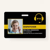 Dispatcher Personalized Photo Thin Gold Line ID Badge