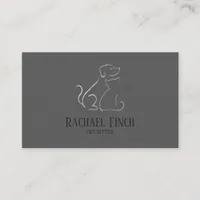 Silver And Grey Modern Minimalist Pet Sitter Business Card