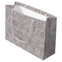 Simple Pink Floral on Grey | Large Gift Bag