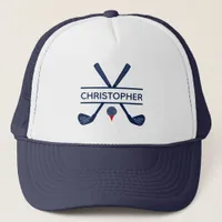 Personalized Name Red White Blue Golf Trucker Hat