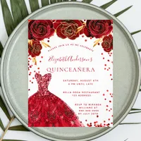 Quinceanera red white dress budget invitation flyer