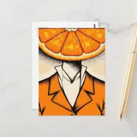 Person with an Orange Wedge Slice for a Head Postcard